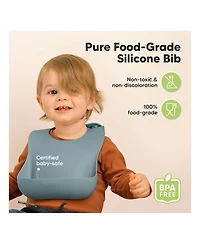 KeaBabies 2-Pack Silicone Bibs for Babies, Food Grade Baby Eating, Feeding, Toddler Bibs, Boys, Girls