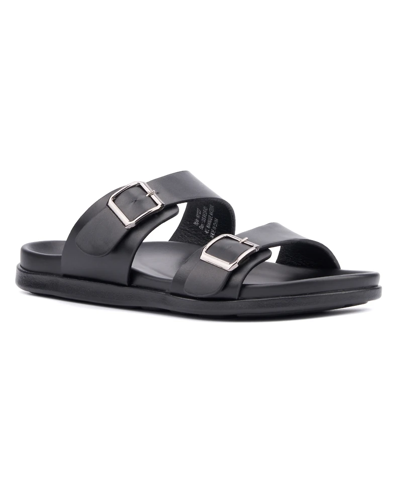 New York & Company Men's Edan Buckle Two Strap Sandals