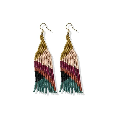 Lennon Angles Beaded Fringe Earrings Muted Rainbow