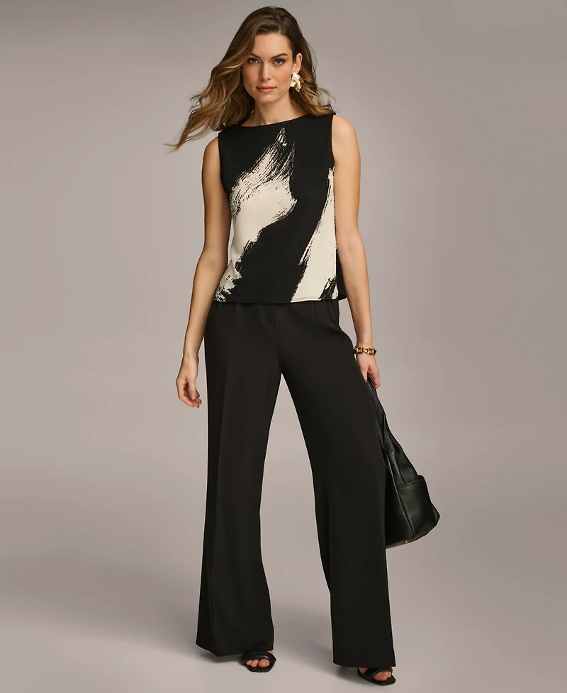 Donna Karan New York Women's Printed Crewneck Sleeveless Top, Regular & Petite Sizes