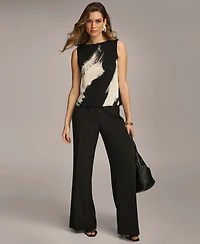 Donna Karan New York Women's Printed Crewneck Sleeveless Top, Regular & Petite Sizes