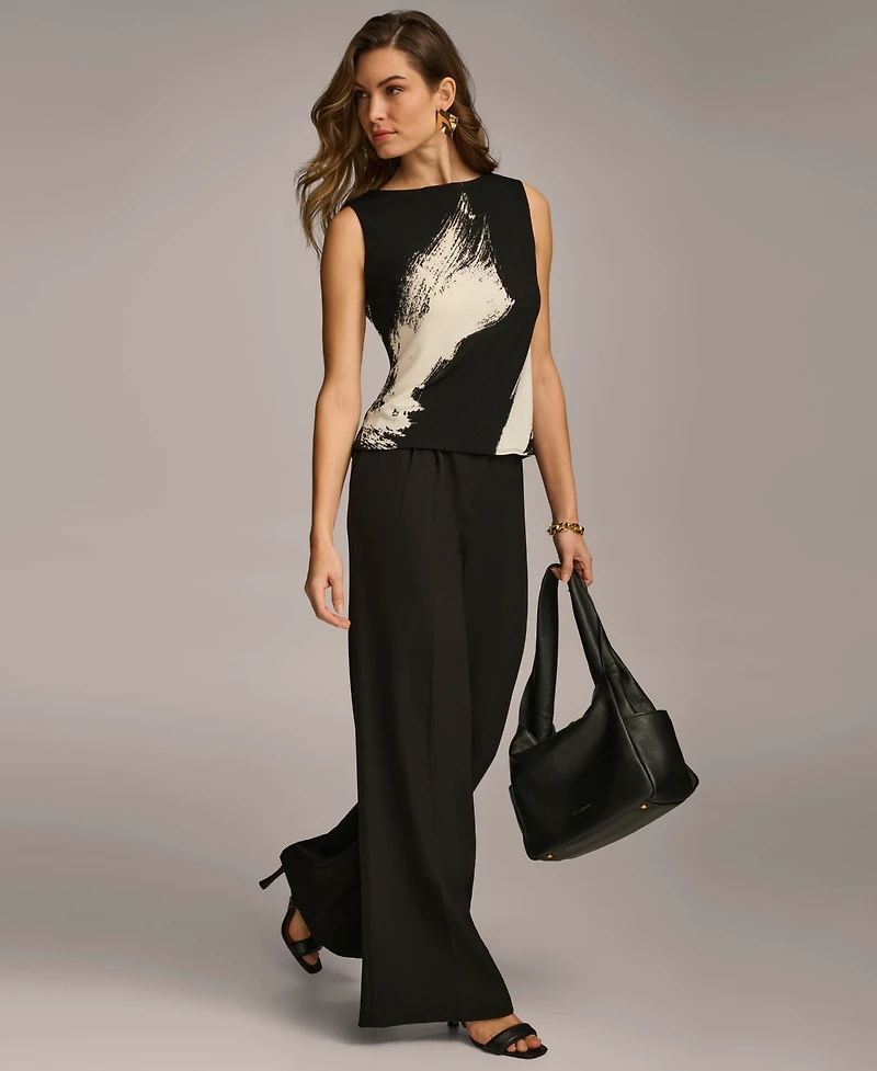 Donna Karan New York Women's Printed Crewneck Sleeveless Top, Regular & Petite Sizes