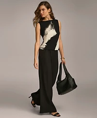 Donna Karan New York Women's Printed Crewneck Sleeveless Top, Regular & Petite Sizes