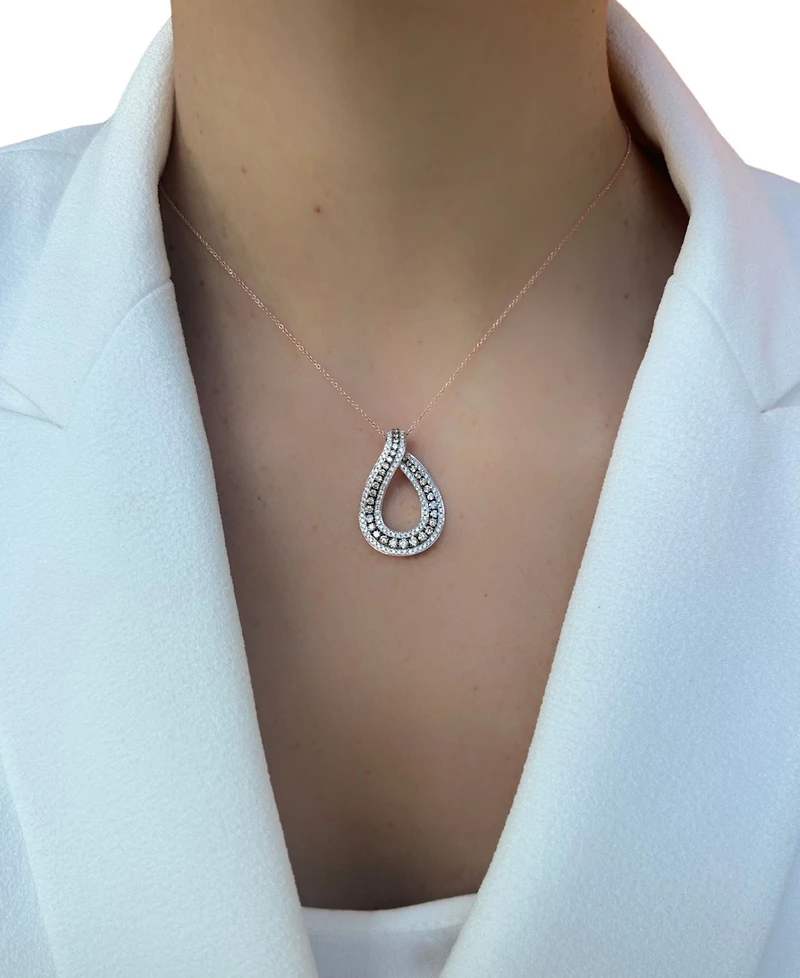 Le Vian Chocolatier Chocolate Diamond & Vanilla Diamond Open Teardrop Adjustable 20" Pendant Necklace (1-1/6 ct. t.w.) in 14k Rose Gold