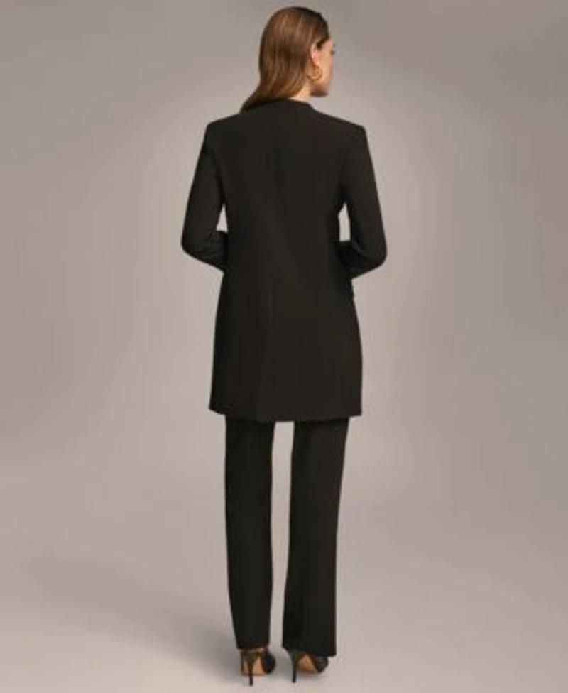 Donna Karan Collarless Topper Jacket Straight Leg Pant
