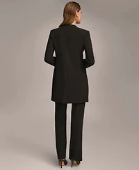 Donna Karan Collarless Topper Jacket Straight Leg Pant
