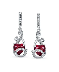Bling Jewelry Cubic Zirconia Infinity Swirl Cz Accent Cz Red Heart Dangling Earrings Sterling Silver