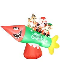 Homcom 9' Inflatable Christmas Rocket with Santa Claus, Led Yard Display