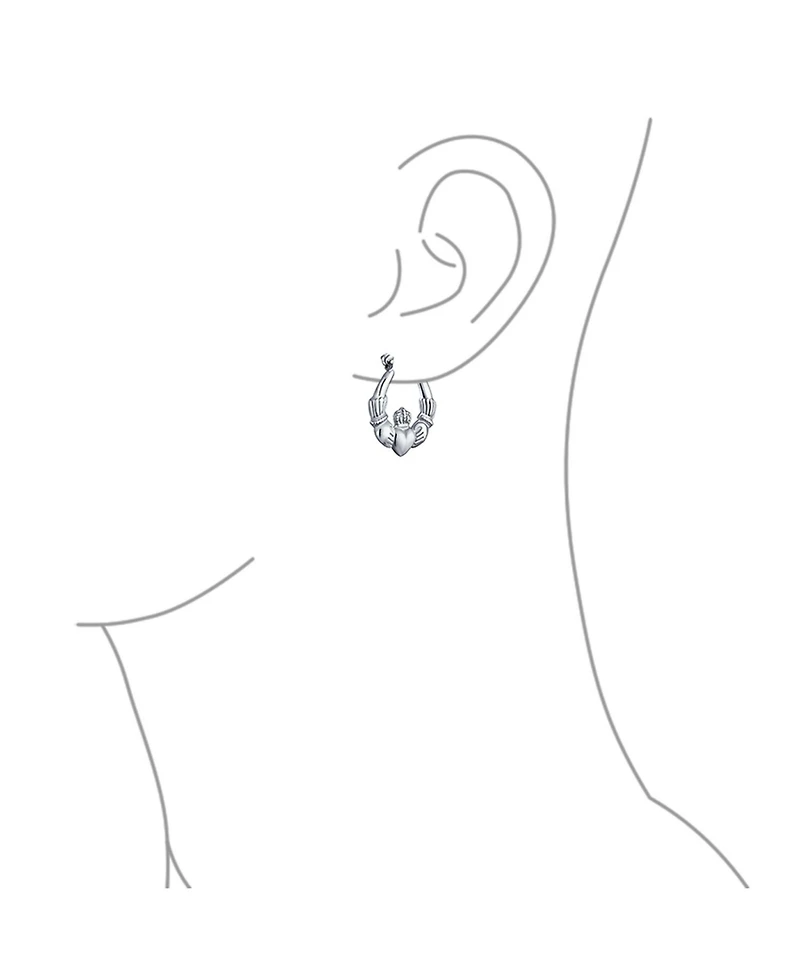 Bling Jewelry Bff Love Lightweight Heart Celtic Irish Friendship Claddagh Hoop Earrings Sterling Silver 1 Inch Diameter