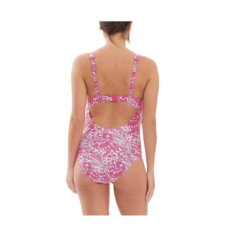 Ripe Maternity Janis Tie Front One Piece Hot Pink/White