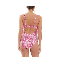 Ripe Maternity Janis Tie Front One Piece Hot Pink/White