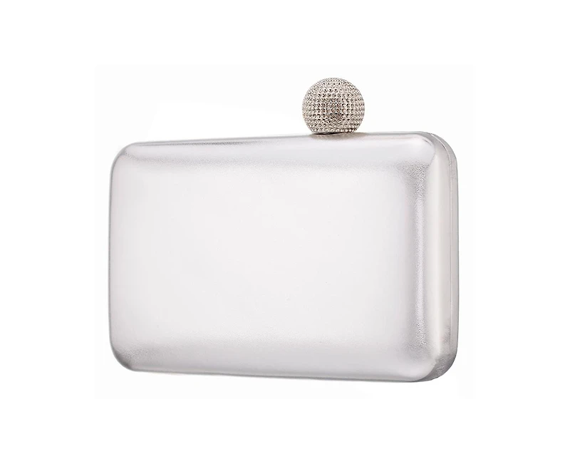 Nina Metallic Minaudiere Handbag with Crystal Clasp
