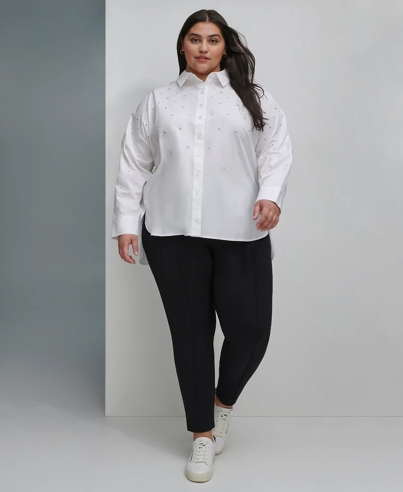Karl Lagerfeld Paris Plus Size Imitation Pearl Blouse, First@Macy's