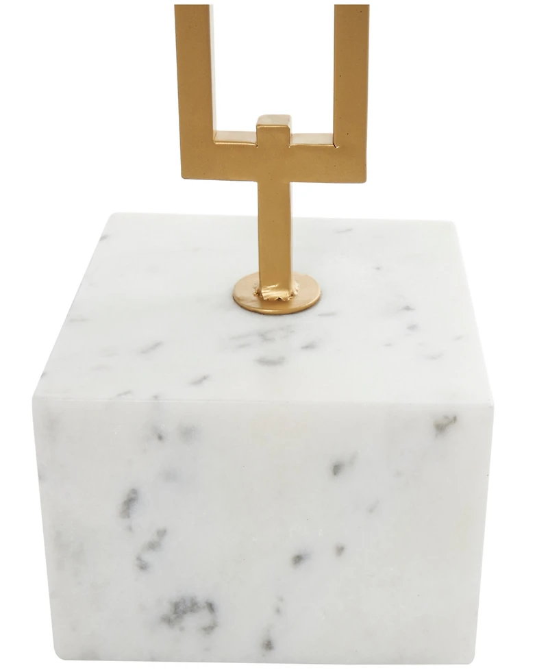 Rosemary Lane 16" x 16" x 23" Marble Geometric Gold-Tone Metal Rectangular Stand Accent Table