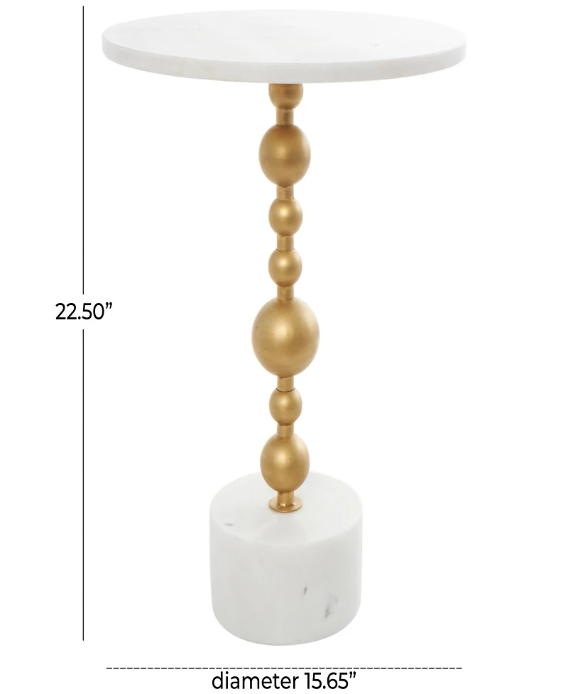 Rosemary Lane 16" x 16" x 23" Marble Geometric Gold-Tone Metal Bubble Stand Accent Table