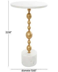 Rosemary Lane 16" x 16" x 23" Marble Geometric Gold-Tone Metal Bubble Stand Accent Table