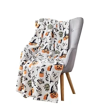 Kate Aurora Halloween Spooky Ghosts & Frankensteins Ultra Soft & Plush Oversized Accent Throw Blanket