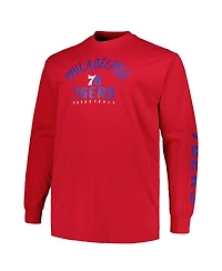 Men's Fanatics Royal, Red Philadelphia 76ers Big and Tall Short Sleeve Long T-shirt Set