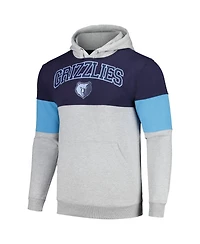 Men's Fanatics Navy Memphis Grizzlies Contrast Pieced Pullover Hoodie