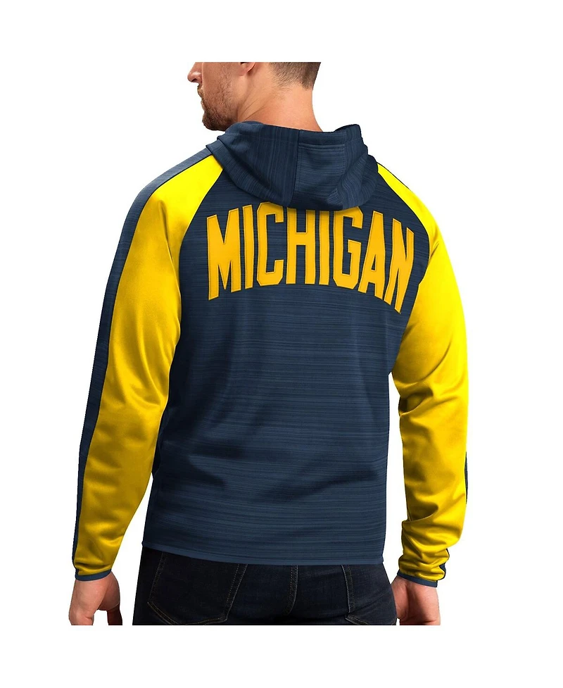 Men's G-iii Sports by Carl Banks Navy Michigan Wolverines Neutral Zone Raglan Full-Zip Track Jacket Hoodie