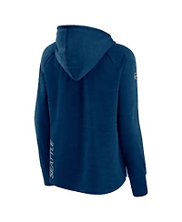 Women's Fanatics Heather Deep Sea Blue Seattle Kraken Authentic Pro Pullover Hoodie