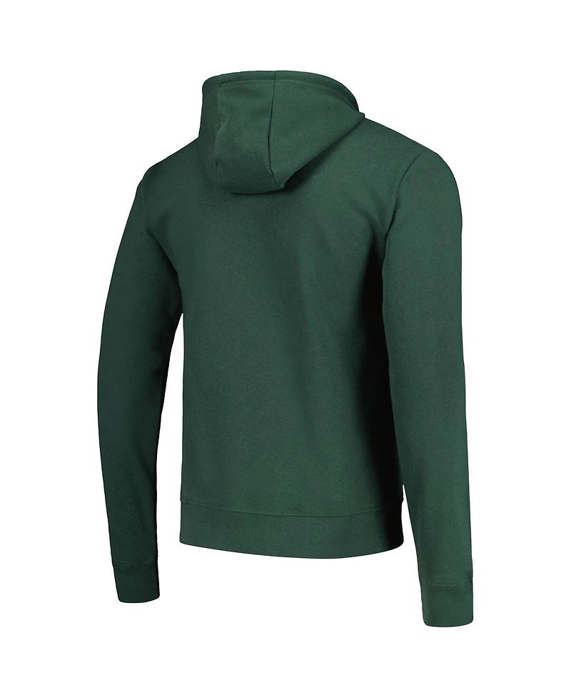 Men's League Collegiate Wear Green Distressed Miami Hurricanes Bendy Arch Essential Pullover Hoodie