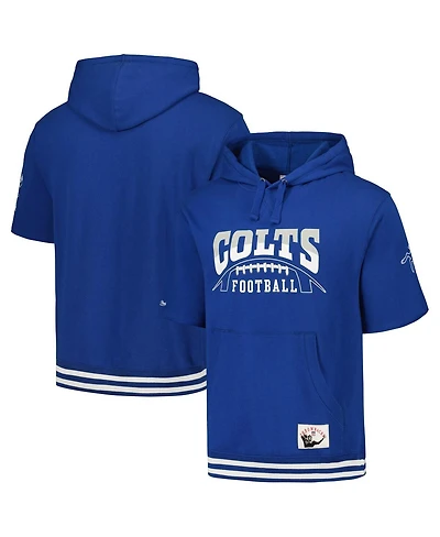 Men's Mitchell & Ness Royal Indianapolis Colts Pre-Game Short Sleeve Pullover Hoodie
