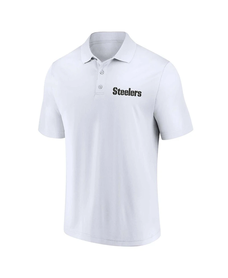 Men's Fanatics White, Black Pittsburgh Steelers Lockup Two-Pack Polo Shirt Set
