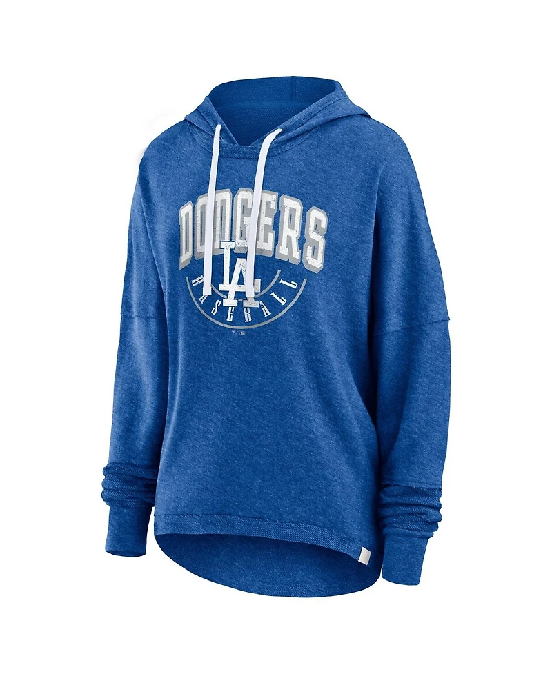Women's Fanatics Heather Royal Distressed Los Angeles Dodgers Luxe Pullover Hoodie