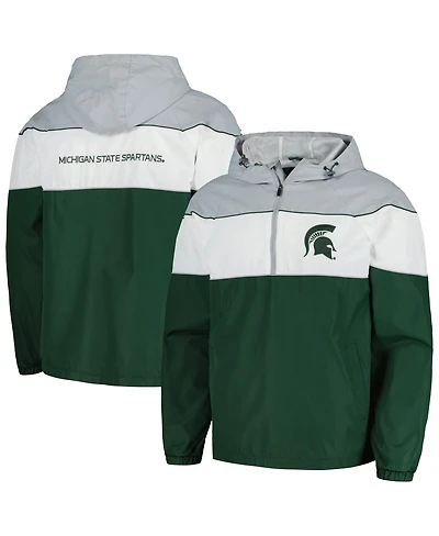 Men's G-iii Sports by Carl Banks Green Michigan State Spartans Center Line Half-Zip Raglan Hoodie Jacket