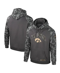Men's Colosseum Charcoal Iowa Hawkeyes Oht Military-Inspired Appreciation Camo Raglan Pullover Hoodie