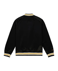 Men's Mitchell & Ness Black Boston Bruins 100th Anniversary Satin Raglan Full-Snap Jacket