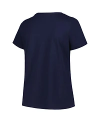 Women's Profile Navy Michigan Wolverines Plus Size Arch Over Logo Scoop Neck T-shirt