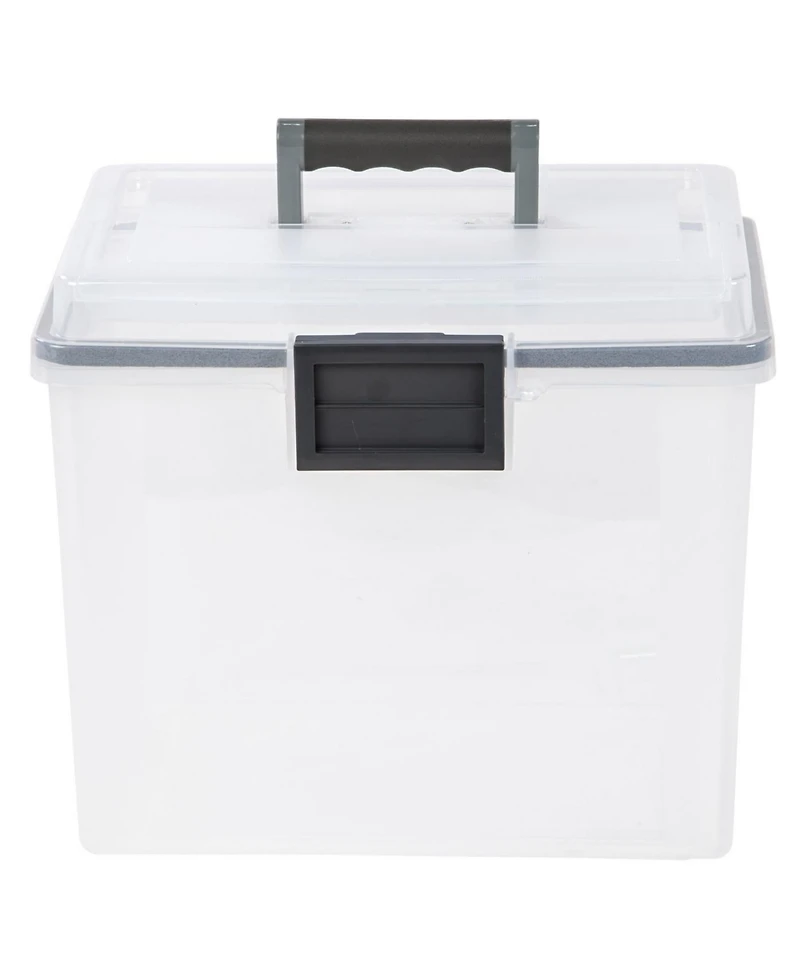 Iris Usa 19 Qt. Weatherpro Plastic Office Storage Portable Letter Size File Box with Organizer-Lid and Seal and Secure Latching Buckles, Clear