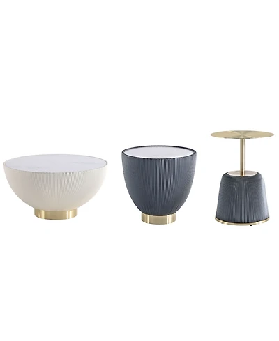 Manhattan Comfort Anderson 3-Piece Leatherette Upholstered Coffee Table and End Set