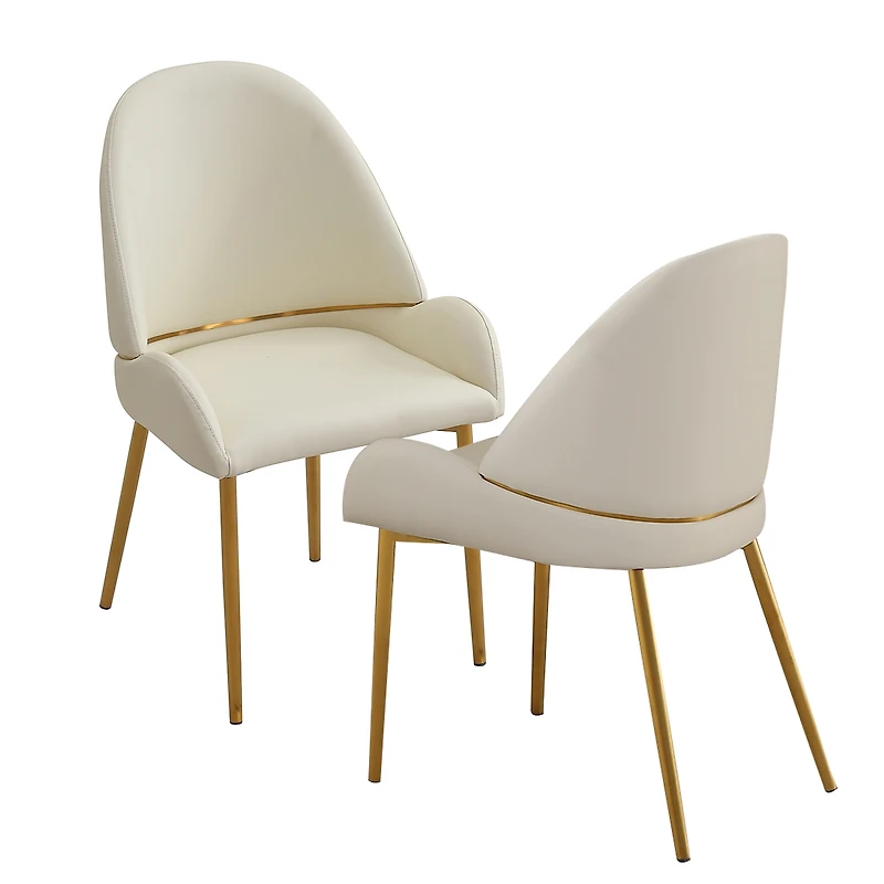 Streamdale Dining Chair With Pu Leather Color Metal Legs (Set Of 2)