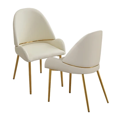 Streamdale Dining Chair With Pu Leather Color Metal Legs (Set Of 2)