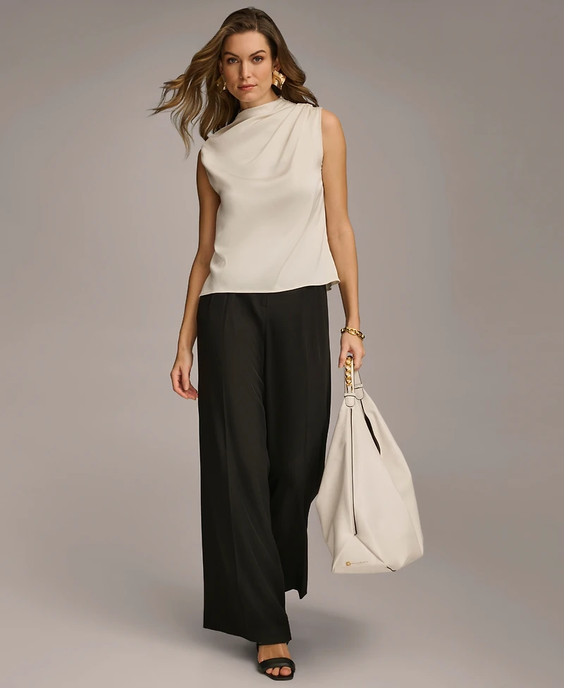 Donna Karan New York Women's Draped High Neck Sleeveless Top, Regular & Petite Sizes