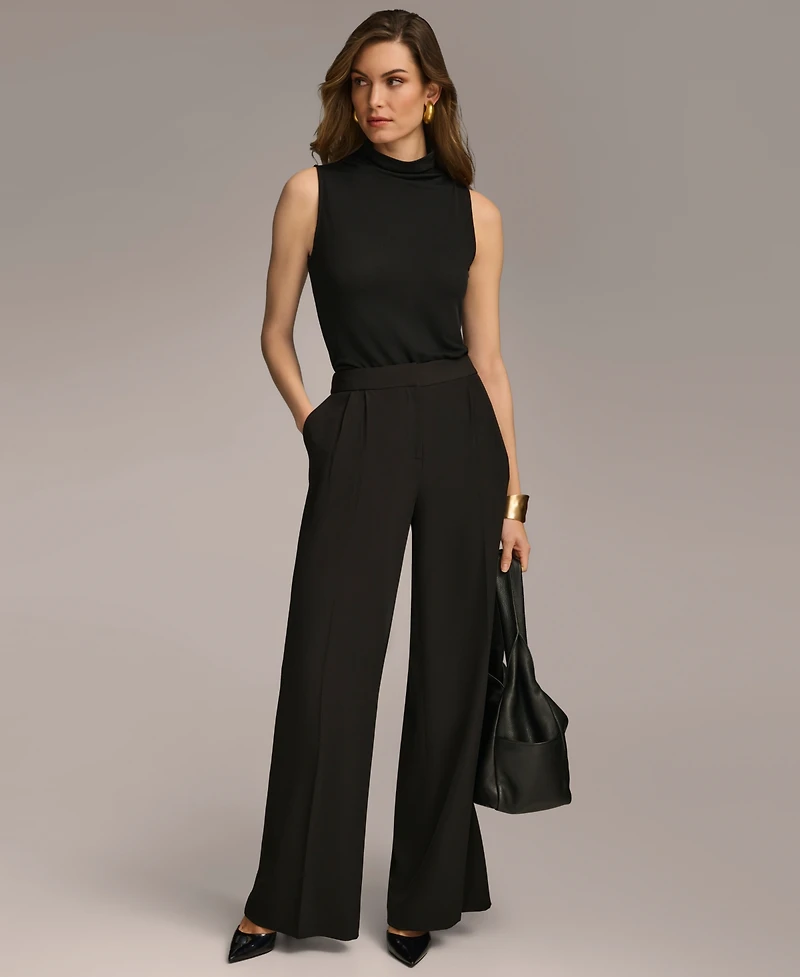 Donna Karan New York Women's Pleat Front Wide Leg Pants, Regular & Petite Sizes