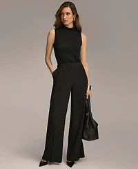 Donna Karan New York Women's Pleat Front Wide Leg Pants, Regular & Petite Sizes