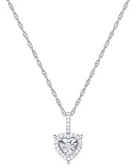 Diamond Heart Halo 18" Pendant Necklace (1/4 ct. t.w.) in Sterling Silver