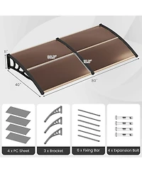 80" x 40" Patio Awning Canopy Window Door Overhang Rain Snow Protection