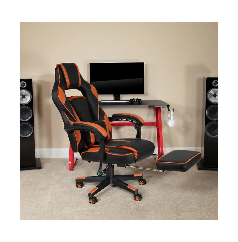 Ergonomic Gaming Chair -Recline Back/Arms, Footrest, Massaging Lumbar
