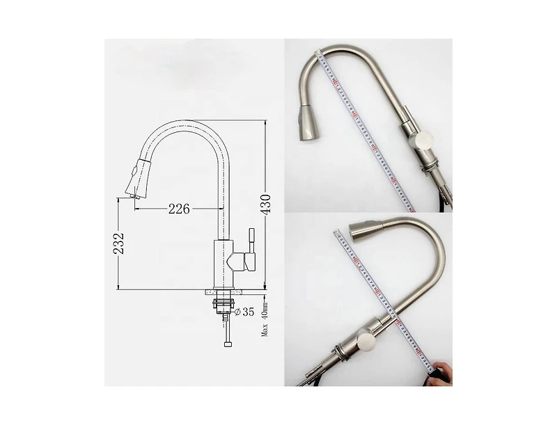 Single Handle High Arc Brushed Nickel Pull Out Kitchen Faucet with Pull Down Sprayer