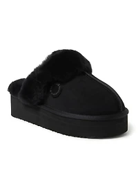 Fireside by Dearfoams Women's Melton Genuine Shearling Platform Scuff Slipper