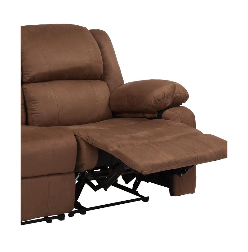 Bustle Back Loveseat With Two Built-In Recliners