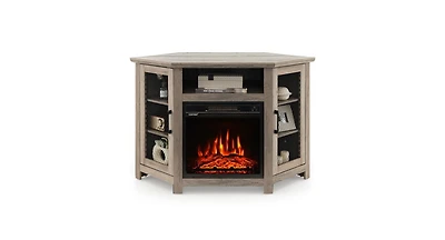 Slickblue Corner Tv Stand with 18 Inch Electric Fireplace for TVs up to 50 Inch