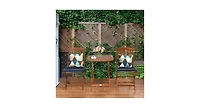 3 Pcs Patio Bistro Set Wood Folding Table Set Garden Yard