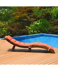 Folding Patio Lounge Chair with Double-Sided Cushioned Seat