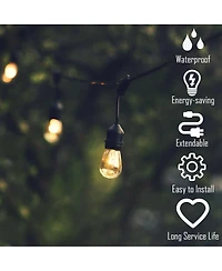 2 Pieces 48 Ft Led Outdoor Waterproof Commercial String Lights Bulbs